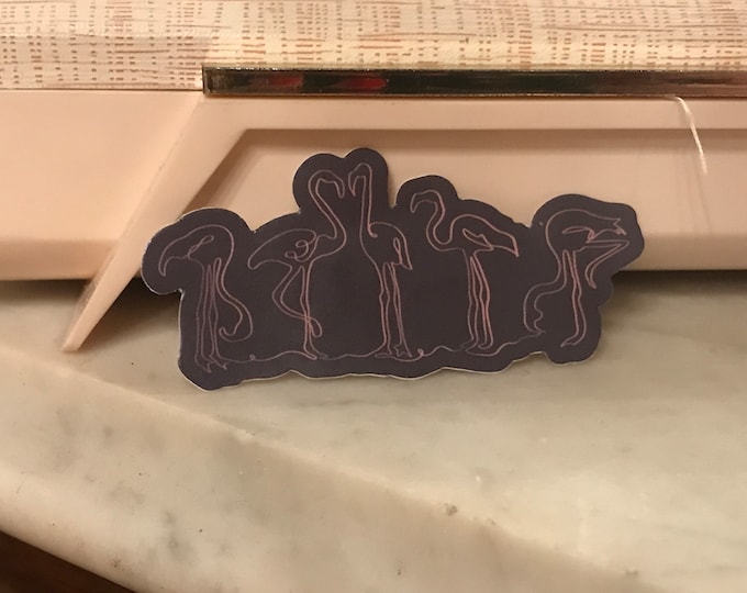Flamingos in a Line Sticker