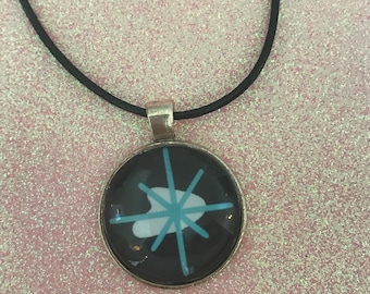 Starburst and Boomerang Glass Cabochon Necklace