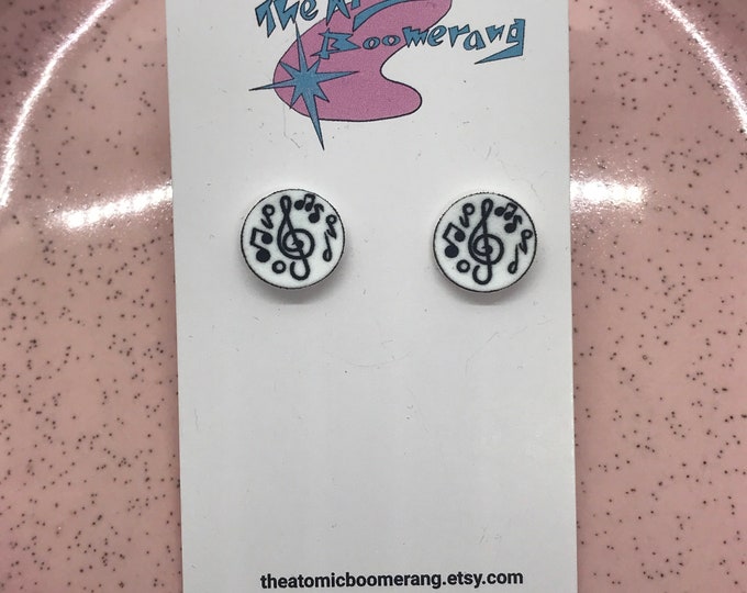 White music note earrings
