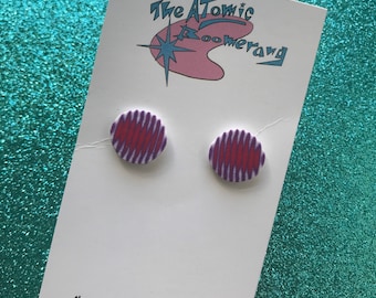 Pink and purple striped earrings
