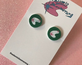 Green Boomerang Earrings