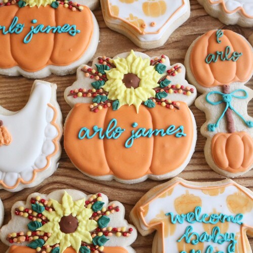 Fall Baby Shower Pumpkin Cookies FREE SHIPPING Etsy