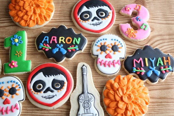 Coco Pixar Movie Disney Day Of The Dead Custom Sugar Cookies Etsy Coco Pixar Movie Disney Day Of The Dead Custom Sugar Cookies Etsy