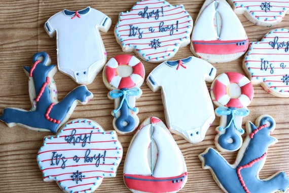 Nautical Sailor Baby Shower Anchor Sailboat Custom Sugar Etsy Nautical Sailor Baby Shower Anchor Sailboat Custom Sugar Etsy