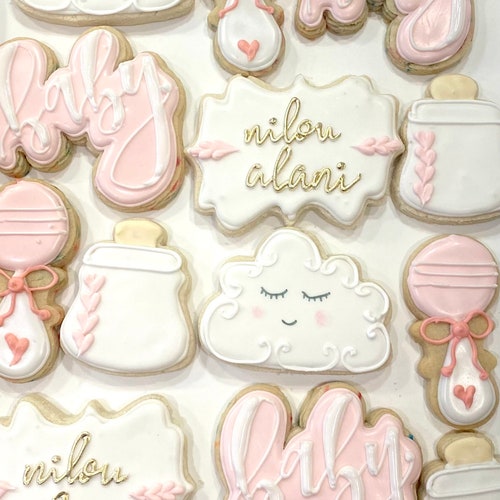Baby Shower Sugar Cookies Decorated Custom Sugar Cookies Gift Etsy