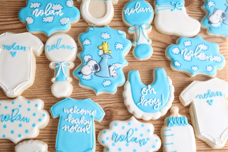 Snoopy Baby Shower Custom Sugar Cookies