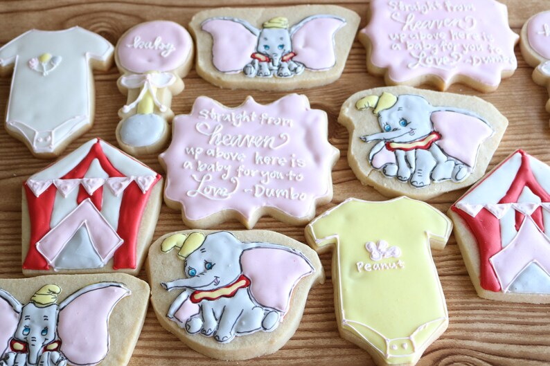 Dumbo Baby Shower Birthday Party Boy Girl Gender Disney Custom Sugar Cookies