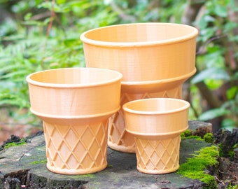 Ice Cream Cone Planter 3D Printed