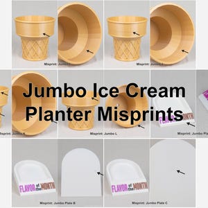 Jumbo-Eistüte-Planter und Jumbo-Teller Fehldrucke (I-C)