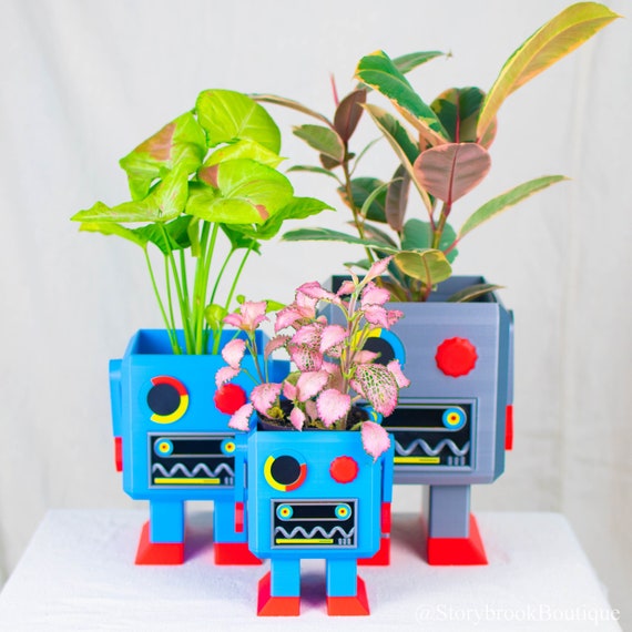 Retro Robot Body 3D Printed Planter - Etsy