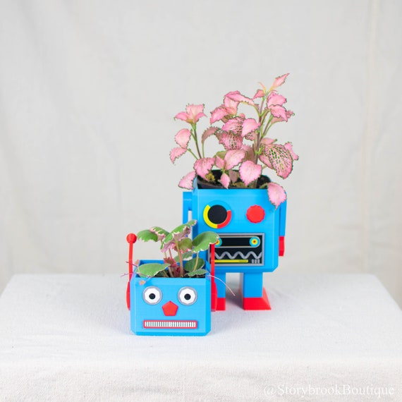 Retro Robot 3D Printed Planter Set - Etsy