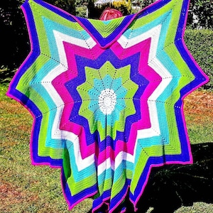 12 Point Star Blanket, Star Shaped Blanket, Round Blanket, Large Star Blanket, Striped Baby Blanket, Star Shaped Baby Blanket, Bright Colour
