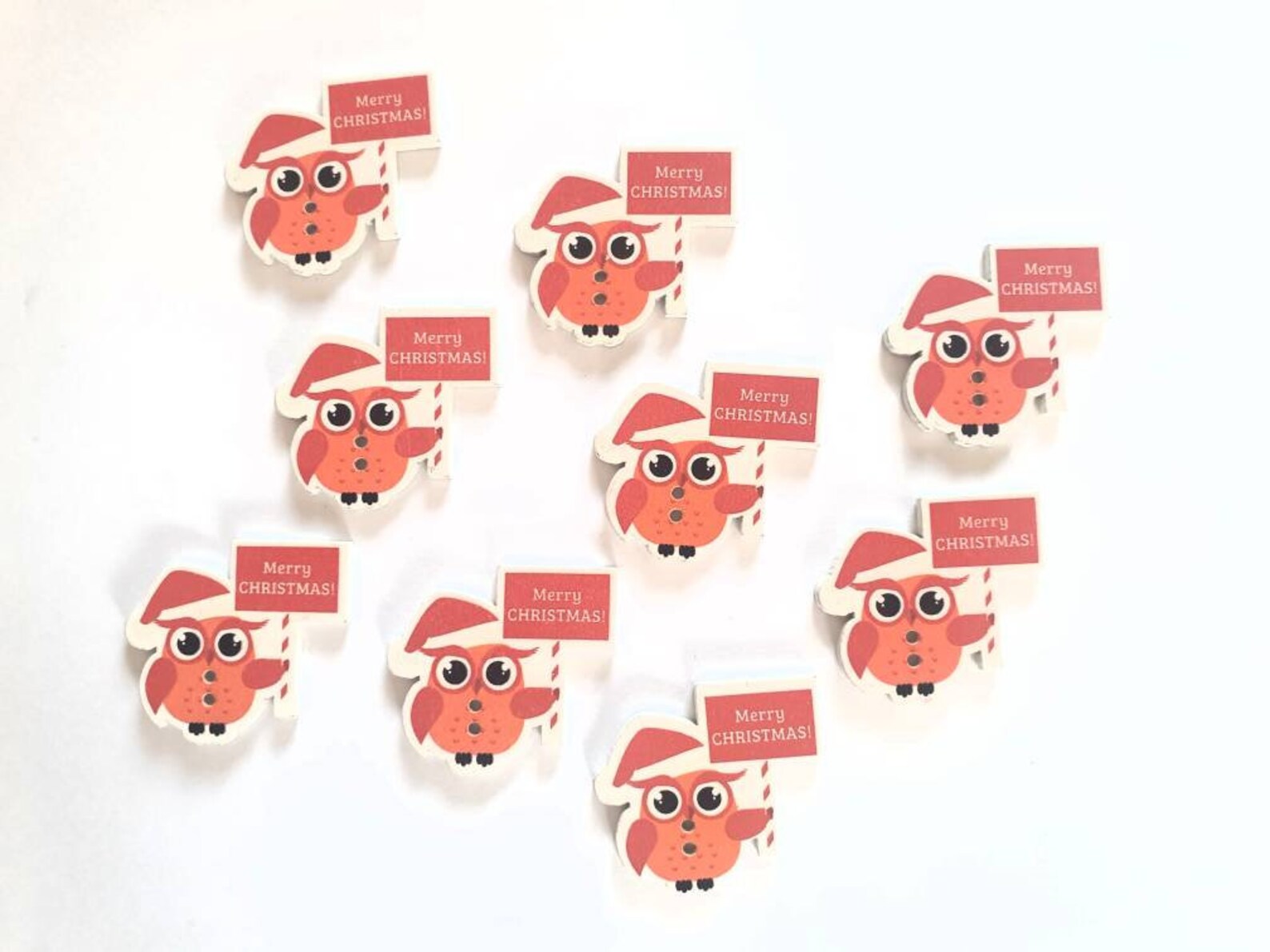 Botones de Navidad extra grandes búho naranja de 35 mm Feliz | Etsy