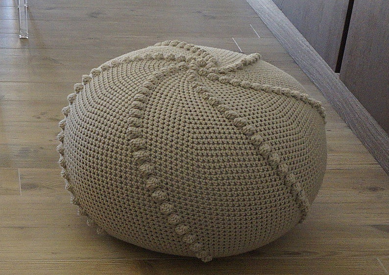 Floor cushion Pouffe Ottoman Bean Bag Home Decor Large Crochet Pouf Poof Footstool Pillow