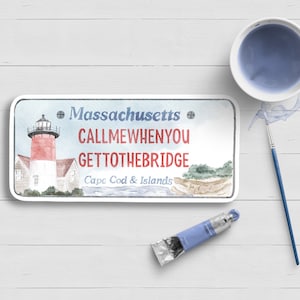 Autocollant de plaque d'immatriculation Cape Cod | Appelez-moi quand vous arrivez au pont | Nautique | Aquarelle | Chatham | Harwich | Hyannis | Orléans | Wellfleet | Étanche