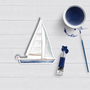 Sailboat Sticker|Watercolor|Nautical|Cape Cod|Nantucket|Martha's Vineyard|Waterproof|Matte Laminated|Laptop Water Bottle Sticker|