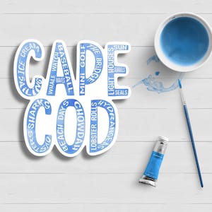 Autocollant de choses préférées de Cape Cod| Nautique|Aquarelle|Imperméable|Mat laminé| Autocollant de voiture de bouteille d’eau d’ordinateur portable|