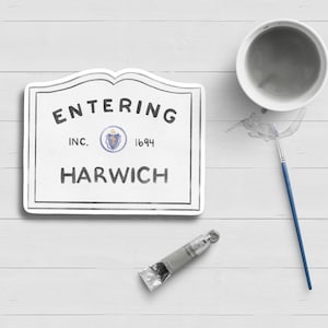 Sticker signe Entering Harwich Cape Cod|Nautique|Aquarelle|Chatham|Harwich|Hyannis|Orléans|Wellfleet|Étanche|Bouteille d'eau pour ordinateur portable
