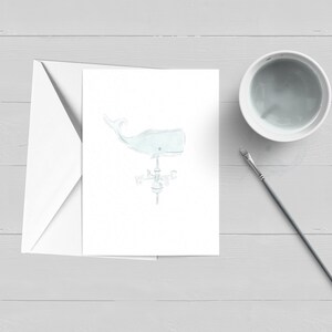 Carte de vœux girouette baleine|Cape Cod|Nantucket|Aquarelle|Papeterie|Ensemble de cartes en boîte|Carte unique|Cadeau|Cape&Islands|Note