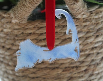 Cape Cod Landkarte Ornament: Aquarell Acryl Landkarte Cape & Inseln
