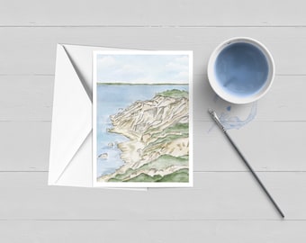 Martha's Vineyard Watercolor Note Card: Cliffs of Aquinnah, Nautical Stationery