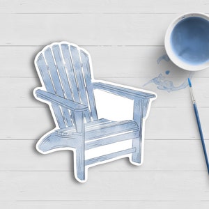 Autocollant aquarelle côtière Blue Adirondack Chair| Cape Cod| Maine| Nantucket| Martha’s Vineyard| Adirondacks