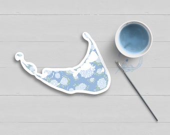 Blue Hydrangea Nantucket Island Map Sticker: Weatherproof Vinyl Decal
