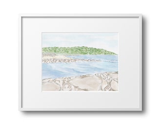 Old Silver Beach Falmouth Watercolor Art Print|Cape Cod Art|Poster|Painting|Decor|Cape and Islands|MA| Cape Cod Gift