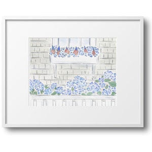 Hortensien Anhänger Aquarell Kunstdruck|Küste|Strandhaus|Home Print|Ferienhaus|Nantucket|ACK|Wandkunst|Cape Cod|Sommer