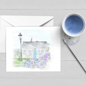 Lydia Cottage Nantucket Island Note Card|Watercolor|Greeting Card|Stationery|Cape Cod|Nantucket Gift|Nantucket Print|Nantucket Art