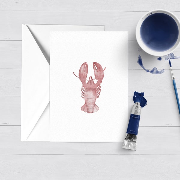 Lobster Watercolor Greeting Card|Massachusetts|Maine|Cape Cod|Nantucket|Martha's Vineyard|Note Card|Nautical Stationery|Boxed Set|Coastal