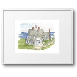 Riptide Cape Cod Home Aquarelle Art Print| Côtier| Maison de plage| Accueil Imprimer| Maison de vacances| Chatham| Nantucket|| ACK| Art mural| Cap et îles