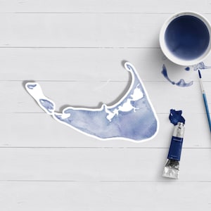 Autocollant Nantucket|Nautique|Aquarelle|ACK|Étanche|Laminé mat|Autocollant pour bouteille d'eau pour ordinateur portable|Panier Nantucket