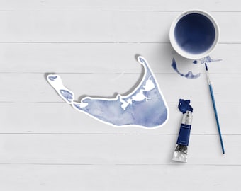 Nantucket Watercolor Sticker: Nautical ACK Waterproof Laptop Decal