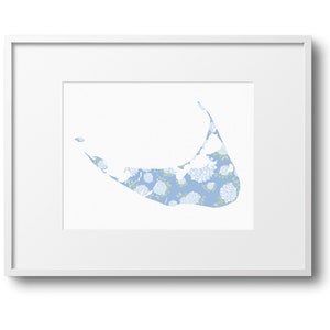 Blaue Nantucket Hortensien Karte Aquarell Kunstdruck|Küste|Strand|Zuhause|ACK|Wandkunst|Sommer|Nantucket Poster|Wandbehang