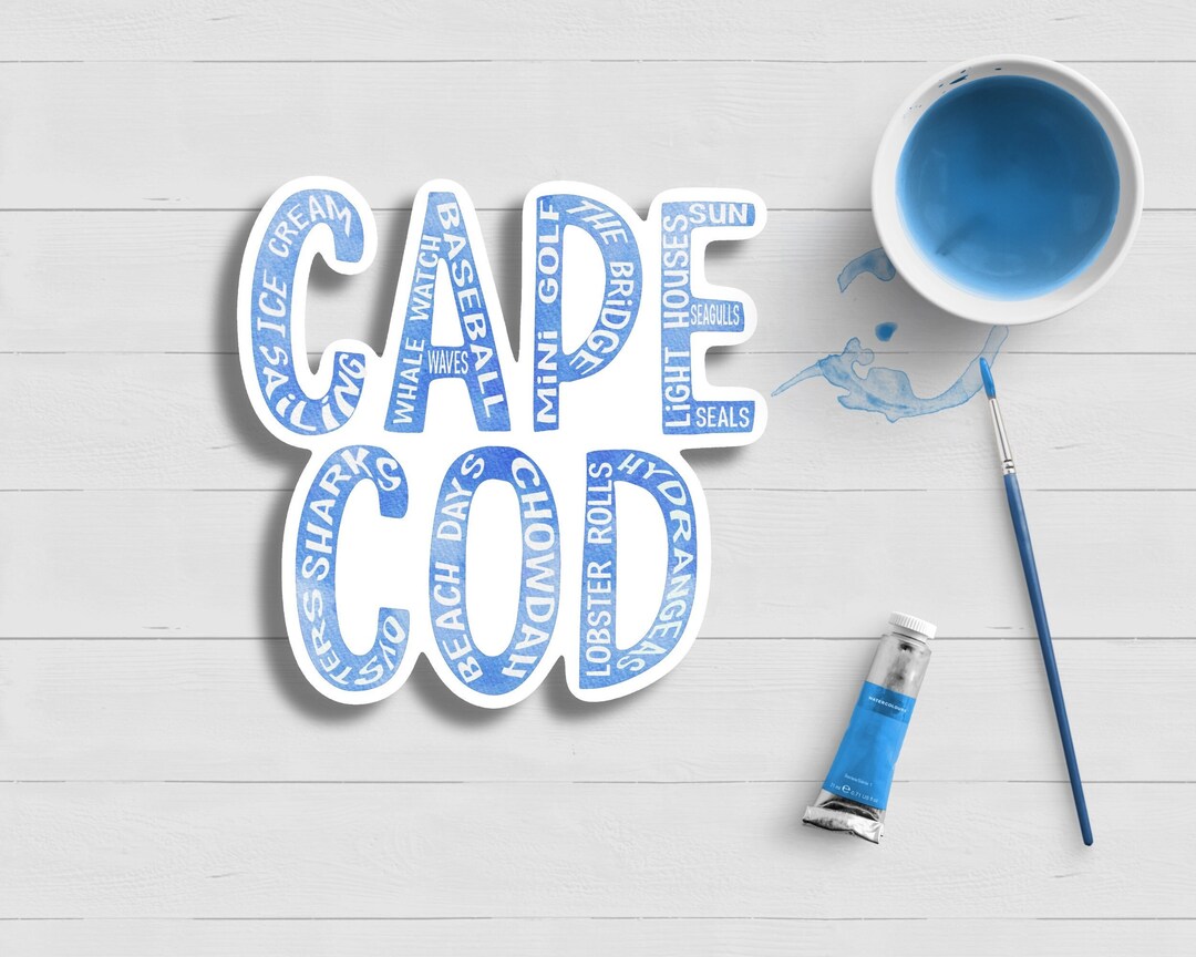 Cape Cod Sticker: Watercolor Nautical Art, Waterproof Laminated - Etsy