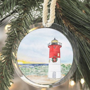 Nauset Lighthouse Eastham Cape Cod Christmas Ornament| MA|Cape & Islands|Cape Art|Cape Cod|MA|Gift|Art|Personalized|Map|Cape Cod Gift