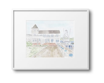 Wychmere Beach Club Watercolor Art Print|Cape Cod Art|Poster|Painting|Decor|Cape and Islands|Harwich por, MA| Cape Cod Art| Cape Cod Gift