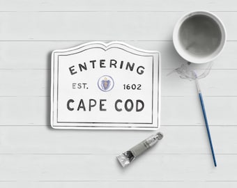 Entering Cape Cod Sticker|Nautical|Watercolor|Chatham|Harwich|Hyannis|Orleans|Wellfleet|Waterproof|Matte Laminated|Laptop Water Bottle