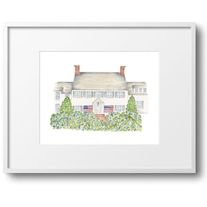 Chatham Hydrangea House/Cape Cod/arte dell'acquerello/Poster/Pittura/Decorazione/Capo e Isole/MA/Regalo di Cape Cod/Mappa/Pittura/Regali di Cape Cod