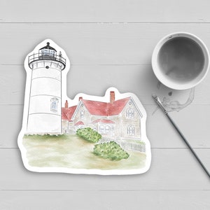 Nobska Lighthouse Falmouth Cape Cod Autocollant| Nautique| Aquarelle| Cap et îles| Décalcomanie| Phares de la Nouvelle-Angleterre| Imperméable à l’eau| Ordinateur portable| Autocollant de voiture