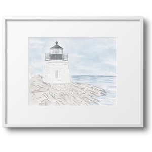 Faro di Castle Hill Newport, RI / Stampa artistica / Pittura / Rhode Island / Regalo / Decorazione murale