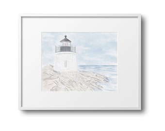 Castle Hill Lighthouse Newport, RI / Impresión de arte / Pintura / Rhode Island / Regalo / Decoración de pared