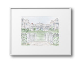 Nantucket Island Watercolor Art Print: Coastal Home Decor (8x10)