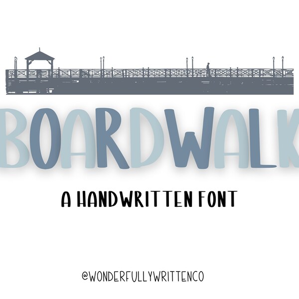 Boardwalk Handwritten Font|Cute Fonts|Uppercase|OTF and TTF|Instant Download
