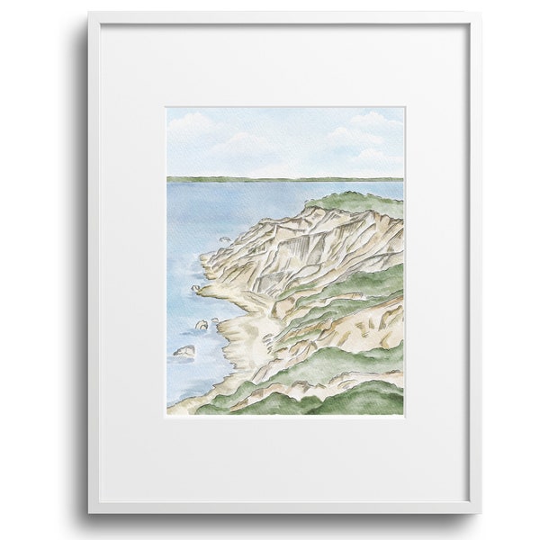 Cliffs of Aquinnah Martha’s Vineyard watercolor art print  | MV Island Art|Poster|Painting|Decor|Cape and Islands|Oak Bluffs Edgartown MA|
