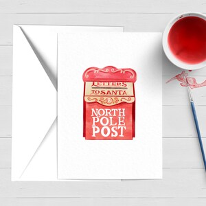 Noordpoolpostbrieven aan de kerstman aquarel kerstkaart| Nautische|Cape Cod|Nantucket|Kerstkaart|Kerstbriefpapier|Kerstmis
