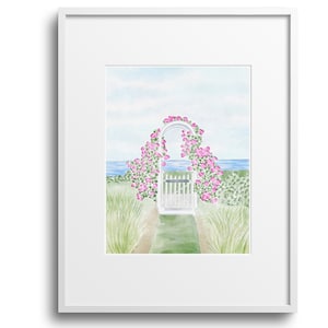 Nantucket Rose Arbor Aquarell Kunstdruck|Küste|Strand|Zuhause|ACK|Wandkunst|Sommer|Nantucket Poster|Wandbehang