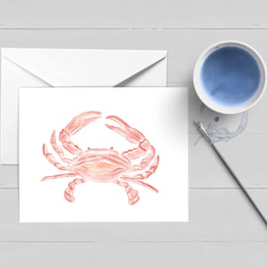 Carte de vœux aquarelle de crabe nautique| Cape Cod|Nantucket|Aquarelle|Papeterie|Ensemble de cartes en boîte|Carte unique|Cadeau|Cape et îles|Côtier