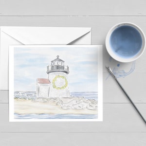 Brant Point Leuchtturm Narzisse Festival Notiz Karte|Nantucket Print|Korb|Sommer|Karte|Kunst|ACK|Küstenstationery|Geschenk|Daffy|New England
